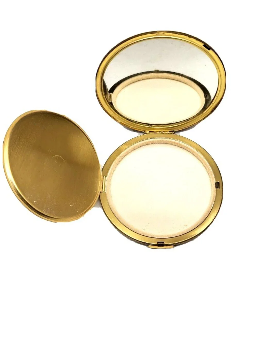 Powder Compact Gold-Tone Art Deco Bell Fifth Avenue (2 Section Mirror & Powder)